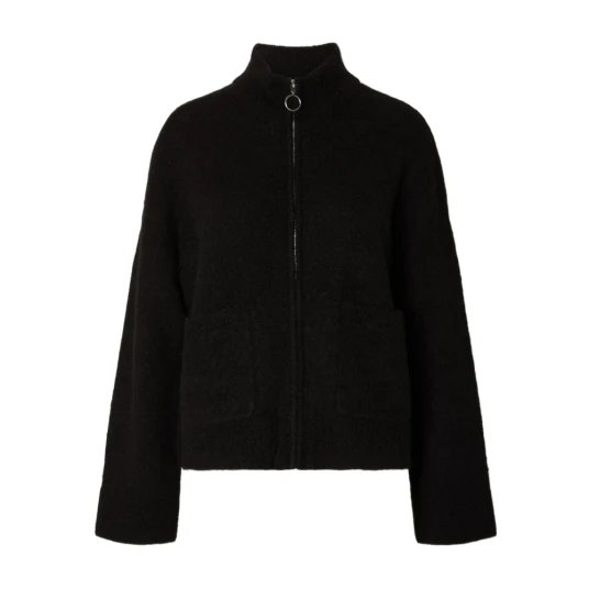 Selected Femme Sia Ras Long Sleeve Knit Zipper Cardigan Sort XS Selected Femme Sia Ras Long Sleeve Knit Zipper Cardigan Sort XS