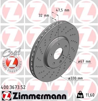 Bremseskive ZIMMERMANN 400.3673.52