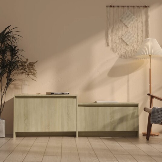 vidaXL TV-benk sonoma eik 146,5x35x50 cm konstruert tre