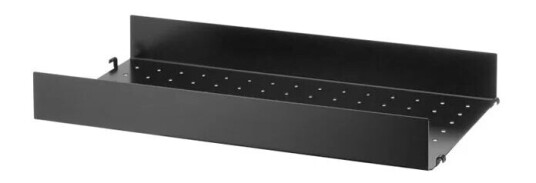 String hylleplate metall svart 58x30 cm høy kant