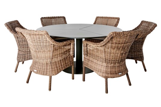 Brafab Peace & Lenore spisegruppe Nordic green/natur 6 stoler & bord 150 cm