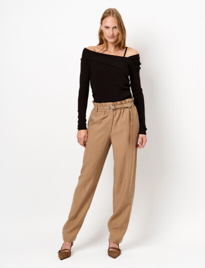 Dante6 Dante6-Tyler Belted Adjustable Pants - Beige - 38 Dante6 Dante6-Tyler Belted Adjustable Pants - Beige - 38