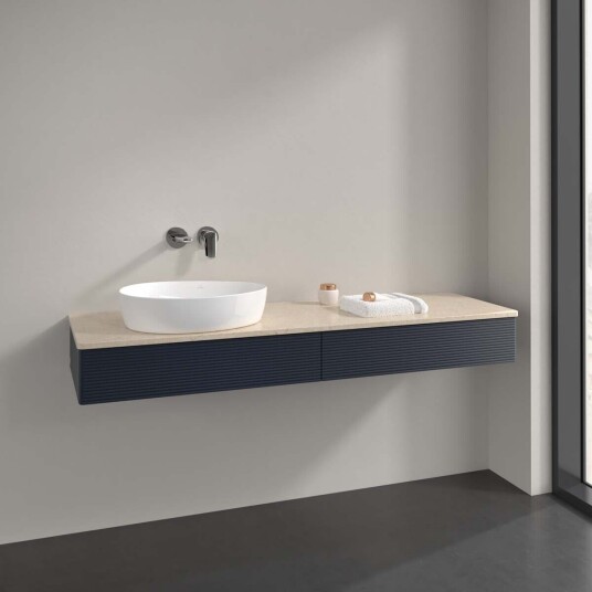 Villeroy & Boch Antao Servantskap med 2 skuffer 160x50x19 cm m/lys Blå Matt/Crème