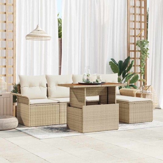 vidaXL Hagesofa Set 6 stk. beige og krem