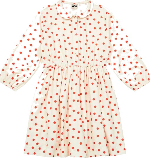 Bonton Kjole Fløyel Frida Krem m. Rød Prikker Bonton 6 år 116 Kjole Hvit Bonton Kjole Fløyel Frida Krem m. Rød Prikker Bonton 6 år 116 Kjole Hvit