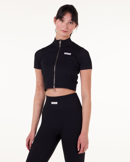 Bumpro Perfect Wide Rib Zip Tee Black - M