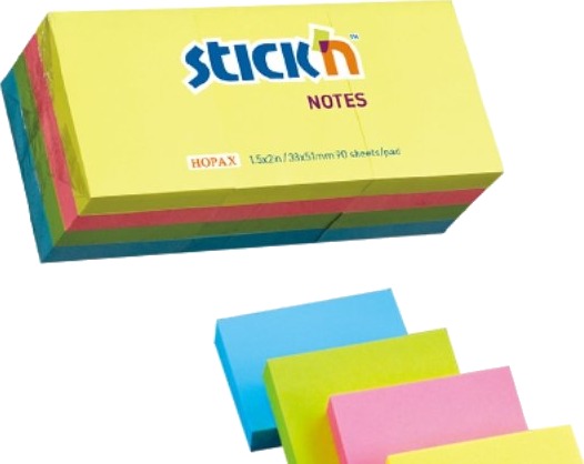 Notesblok 38X51mm 100 Blad 12 Pakke Assorteret