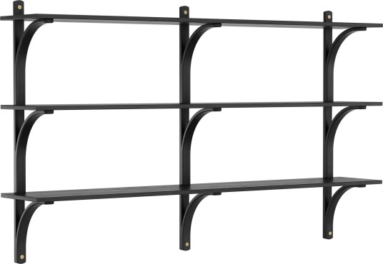 Levi Wall Shelf 180 cm Medium Brass / Black Stained Ash