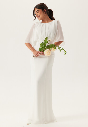 Bubbleroom Occasion Butterfly Sleeve Mermaid Wedding Gown