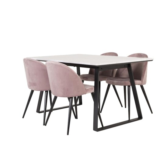 Venture Home Spisegruppe Venture Home Estelle 140 med 4 Valentina Stoler Fløyel GR14001S