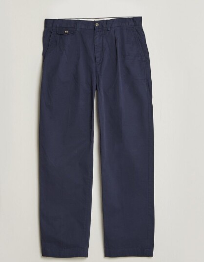Gant Relaxed Fit Pleated Cotton Twill Pants Evening Blue