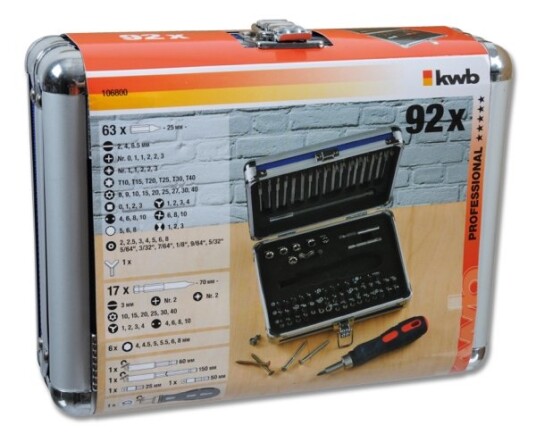 Kwb 106800, 63 Stykker, Phillips, Pozidriv, Spor/Slot, Torq-Set, Torx, Tri-Wing, 2, 4, 6.5 Mm, 2,5 Cm, 25,4 / 4 Mm (1 / 4"), Sekskantet Kwb 106800, 63 Stykker, Phillips, Pozidriv, Spor/Slot, Torq-Set, Torx, Tri-Wing, 2, 4, 6.5 Mm, 2,5 Cm, 25,4 / 4 Mm (1 / 4"), Sekskantet