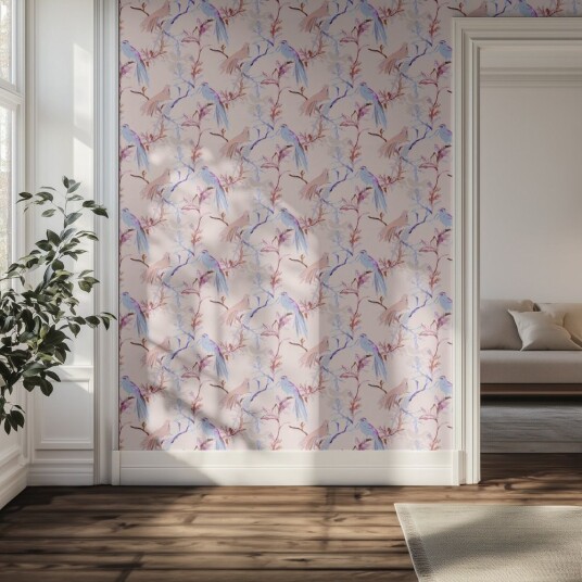 Tapet Fugleblomstermønster Tapet Fugleblomstermønster