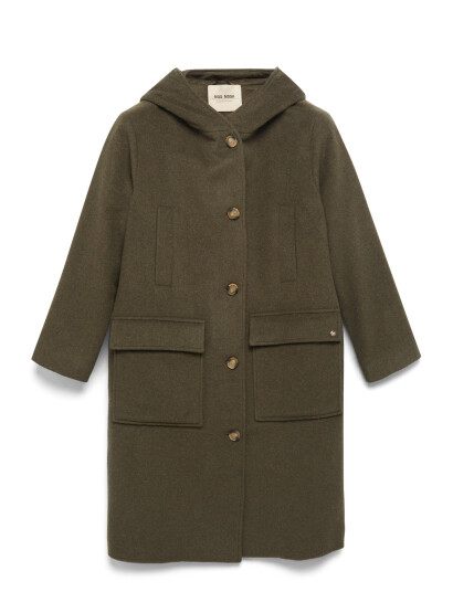 MOS MOSH Mmkenya Hoodie Wool Coat - Khaki green - S