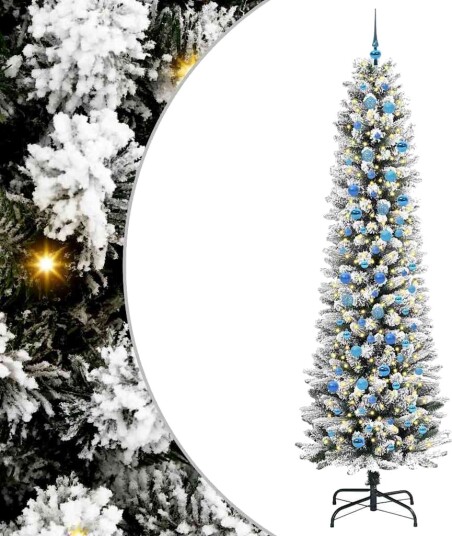 Kunstig juletre Grønn og hvit 240 cm PVC og Metall og Plast