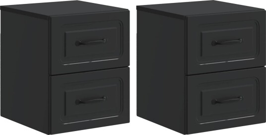 Vegghengt Nattbord 2 pcs Svart 34,5 x 33 x 40 cm Konstruert tre