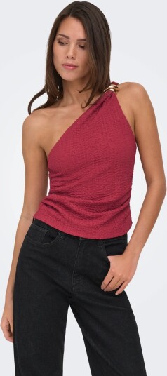 ONLY Onlerikka Assymetric Crinkle Top Pnt   Red   XS