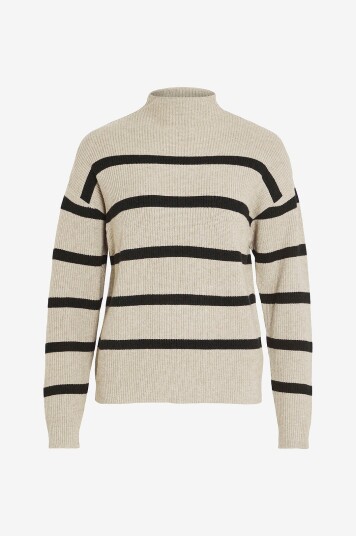 Vila - Genser viRil Mockneck L/S Knit Rib Top - Grå
