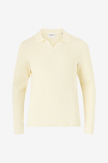 Lindbergh Pullover Rib Knitted L/S V neck Polo Hvit