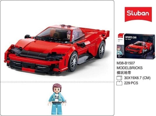 Sluban Modelbricks Rød Sportsbil Byggesett 8+ År 229 Deler Sluban Modelbricks Rød Sportsbil Byggesett 8+ År 229 Deler