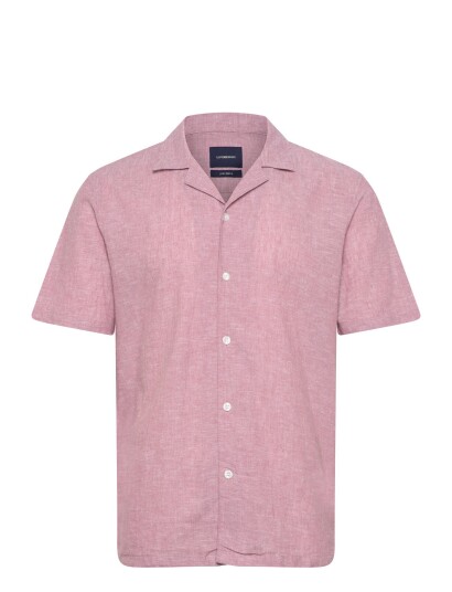Lindbergh Casual Linen Blend Resort S/Scasual Linen Blend Resort S/S   Pink   S