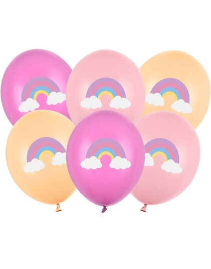 6 stk 30 cm Ballonger Regnbue Miks