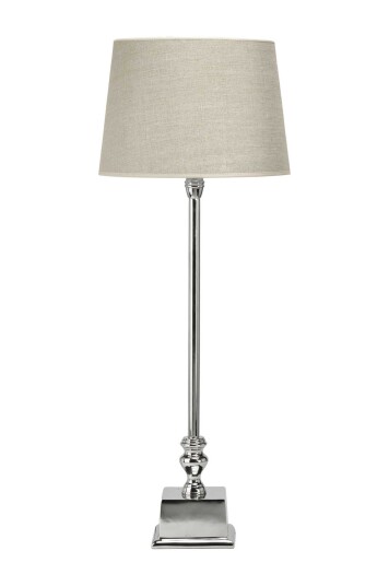 PR Home Linné bordlampe Krom/natur skjerm 80 cm Grå