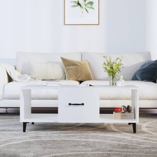 vidaXL Salongbord hvit 102x50x40 cm konstruert tre vidaXL Salongbord hvit 102x50x40 cm konstruert tre