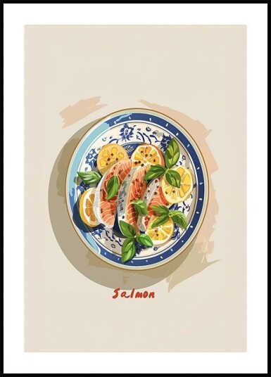 Zesty Salmon Plate Plakat / 21x30cm
