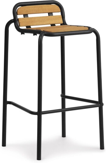Normann Copenhagen Barstool Robinia 75 Cm - Black - Utendørs Barstoler - Simon Legald - svart Metall/tre Normann Copenhagen Barstool Robinia 75 Cm - Black - Utendørs Barstoler - Simon Legald - svart Metall/tre