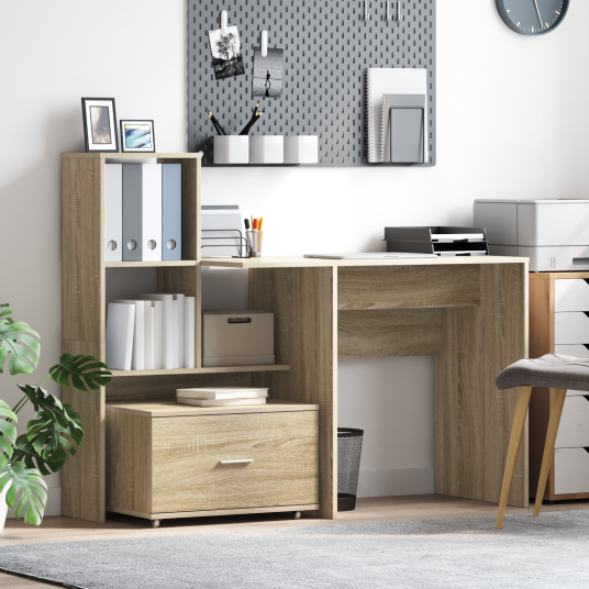 Skrivebord Sonoma eik 131.5 x 50 x 106.5 cm Konstruert tre Skrivebord Sonoma eik 131.5 x 50 x 106.5 cm Konstruert tre