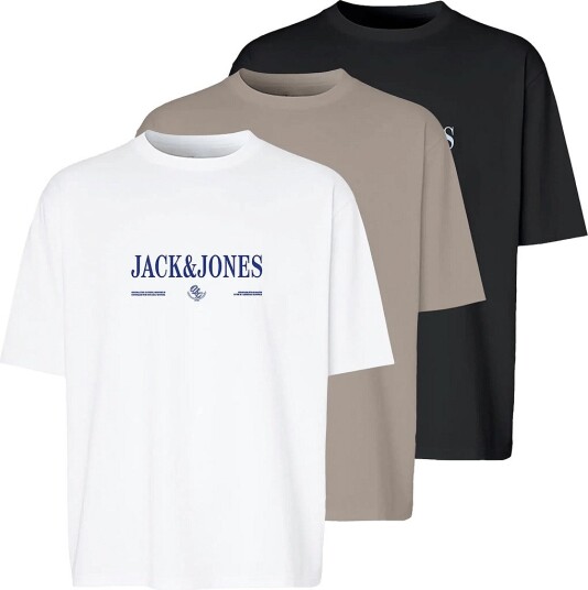 Jack & Jones Jorfrederiksberg Branding Tee 3Pk Mp Black S