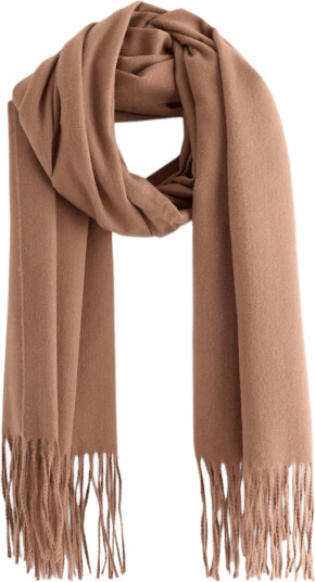 Lindex Scarf With Fringes Beige ONE SIZE