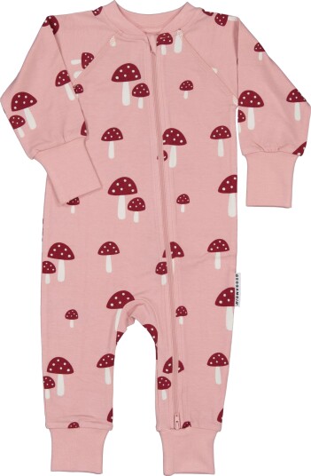 Geggamoja Bamboo Two Way Zip Pyjamas   PINK MUSHROOM   74/80