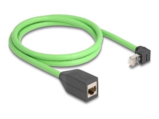 Delock Forlengelseskabel For Patch Rj-45 Hann Oppvinklet Til Rj-45 Hunn Rett 1 M 6.8 Mm Sf/Utp Cat 6A Grønn