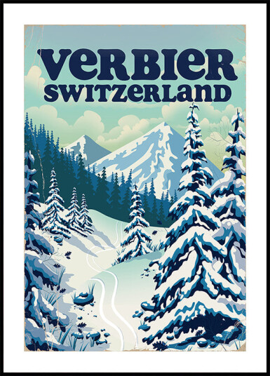 Verbier Switzerland Ski Poster Plakat Plakat / 70x100cm