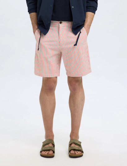 Selected Slhregular-Karl Seersucker Shorts - Red - M