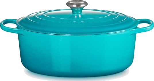 Le Creuset Signature Oval Gryte i St??pejern 31 cm Bl?? Le Creuset Signature Oval Gryte i St??pejern 31 cm Bl??