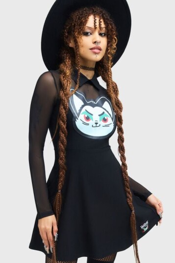 THE VAMPURR by KILLSTAR Goth Kort kjole Feeling Fangtastic Skater Dress XS til 4XL Damer svart THE VAMPURR by KILLSTAR Goth Kort kjole Feeling Fangtastic Skater Dress XS til 4XL Damer svart