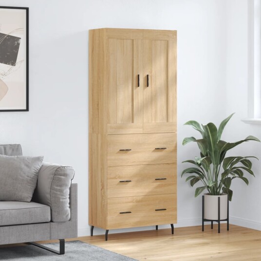  Highboard sonoma eik 69,5x34x180 cm konstruert tre