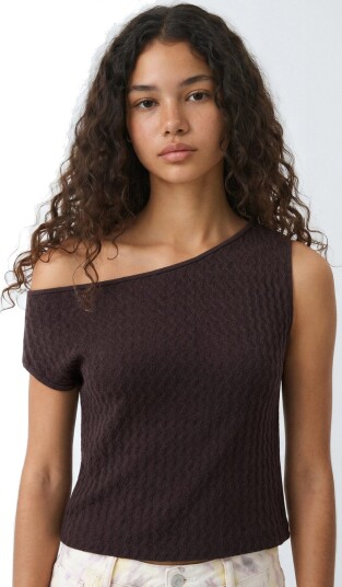Mango Boat Neck Knitted Top Purple M