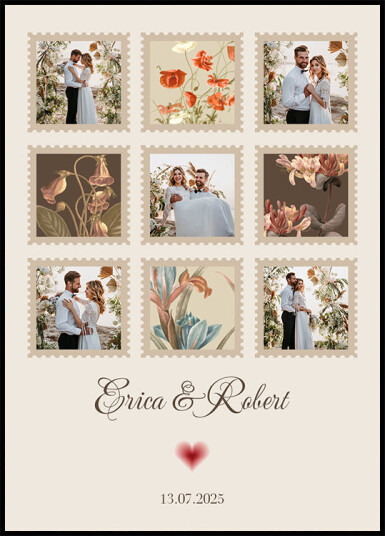 Elegant Wedding Photo Collage Personalized Plakat Plakat / 21x30cm
