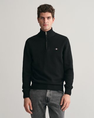 Bomullsgenser med half-zip BLACK XXL Bomullsgenser med half-zip BLACK XXL