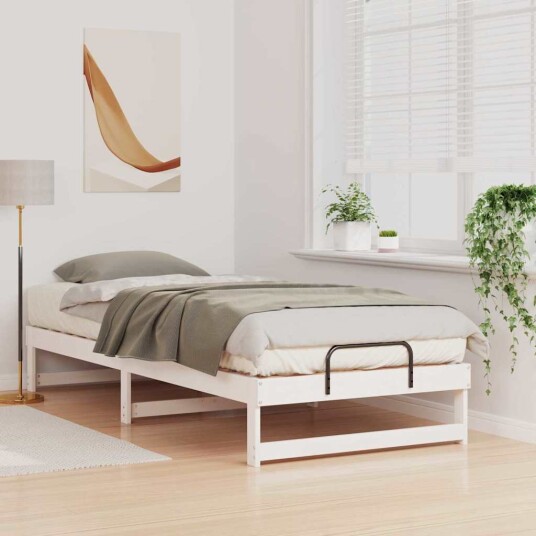  Sengeramme med bærehåndtak Hvit 100 x 220 cm Heltre furu