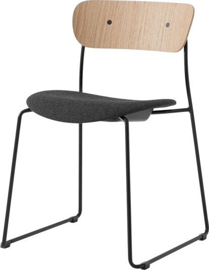 &Tradition Pavilion AV52 Spisestol med Trukket Sete Sort/ny Ull