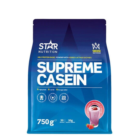 Star Nutrition Supreme Casein 750 g, proteinpulver Strawberrymilkshake