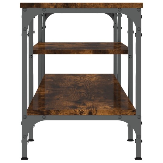 vidaXL TV-benk røkt eik 121x35x45 cm konstruert tre og jern