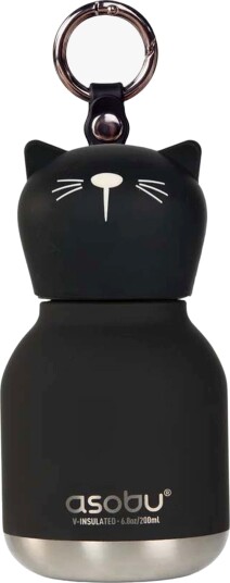 Asobu Bestie Mini Vannflaske Katt, Svart/Hvit