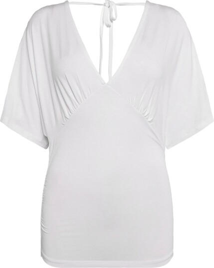 Gina Tricot Shaped V Neck Top OFFWHITE S