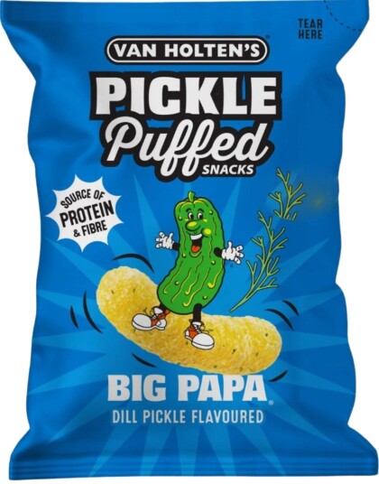 Van Holten's Big Papa Pickle & Dill Puffed Snacks Linsesnacks med Sylteagurk og Dillsmak 50 gram USA